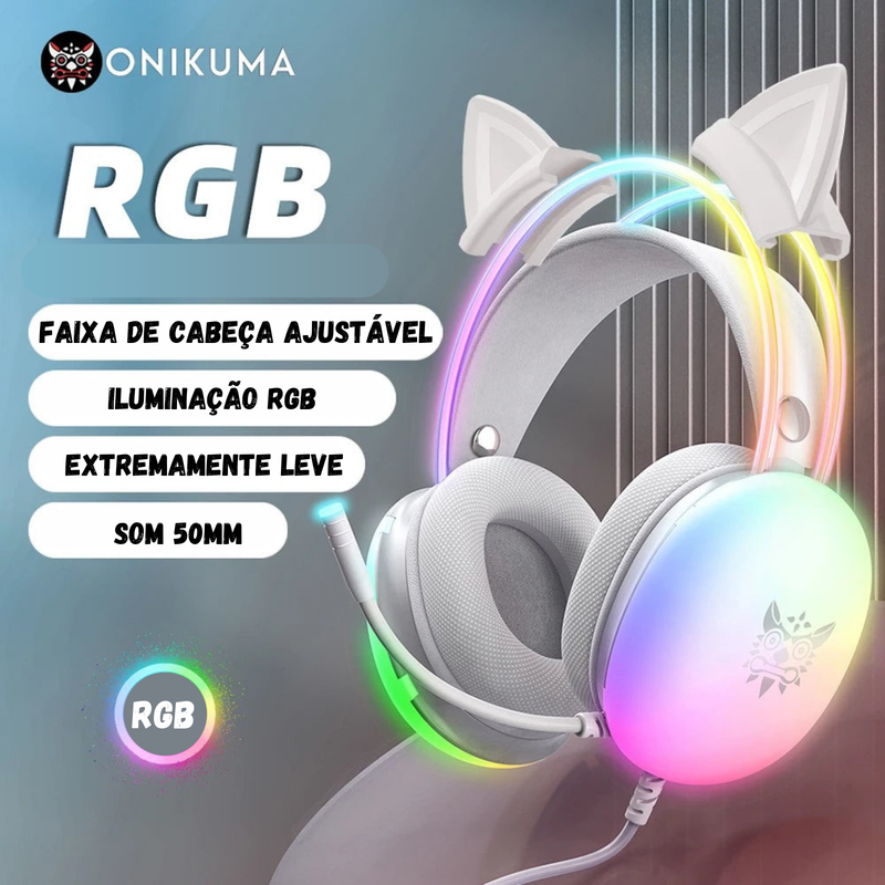 Headset Gamer ONIKUMA X25 RGB Orelhas Inclusas