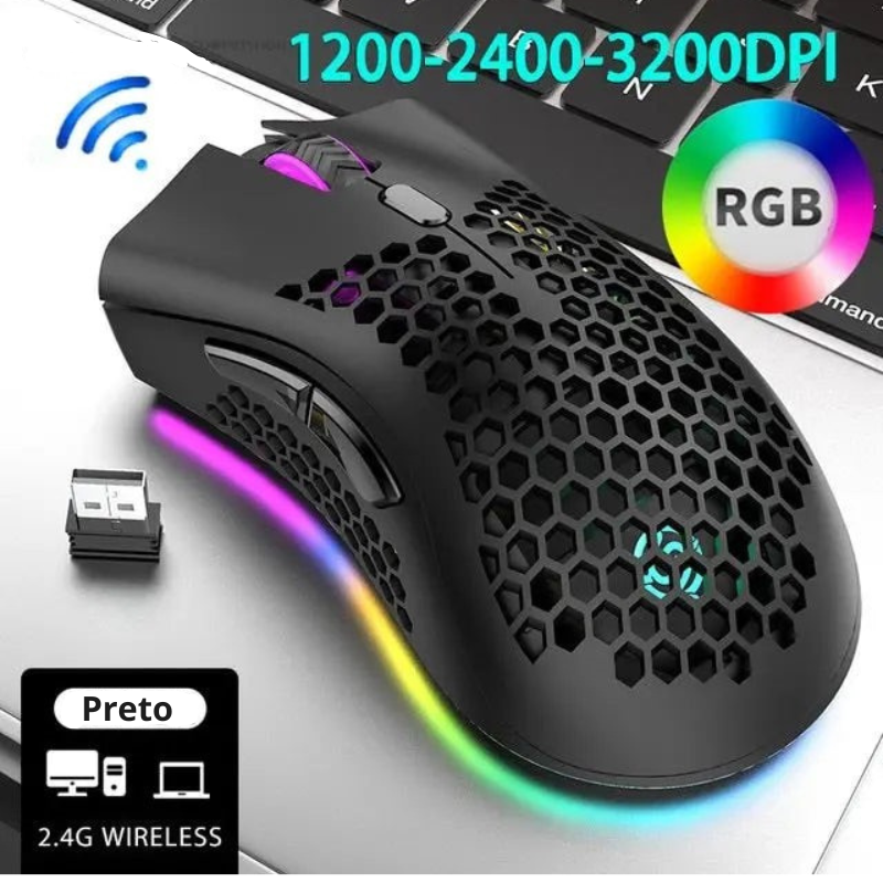 Mouse Gamer |  sem fio RGB |  HoneyPro